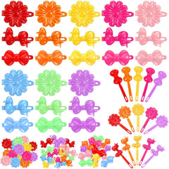 Janinka 72 Pieces Self-Hinge Plastic Hair Clips: 80s 90s Cartoon Colorful Cute Barrettes and Pins for Toddler Girls (Multicolor, Classic)