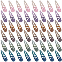 48 PCS Small Metal Barrettes For Women Non Slip Water Drop Snap Clips For Thick Thin Fine Hair Classic Accessories,Pink Purple Brown Blue Green,1.97 x 0.5 In