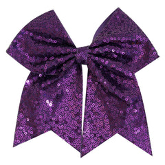 1 Pcs 8" Large Sequin Cheer Bows Clips, Cheerleading Glitter Hair Bow with Alligator Clips Hair Accessories for Cheerleaders Football Competition Sports (Blue)
