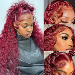 30 Inch Deep Wave Lace Front Wigs Human Hair 13x6 HD Lace Front Wigs Human Hair Pre Plucked Brazilian Curly Human Hair Wig 200 Density Glueless Frontal Wigs For Black Women