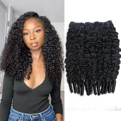 Curly Human Hair Bundles 16 18 20 Inches 3Pcs Water Wave Burmese Curly Bundles Human Hair Weave with Spiral End 3c4a Quick Weave Hair for Women Natural Black