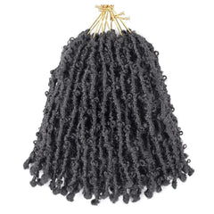 GUOHUI Super Light Butterfly Locs Crochet Hair 12 Inch 6 Packs Pre-Looped Soft Distressed Faux Locs Braids for Women Kids (12 Inch,1B#)