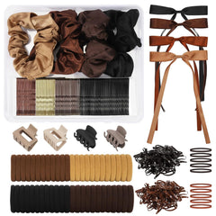 860Pcs Hair Accessories Set for Woman, Bow Hair Clips Hair Scrunchies Bobby Pins Claw Hair Clips Seamless Cotton Ponytail Holders Hair Ties Rubber Elastic Hair Bands with Organizer Box