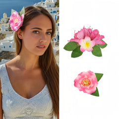 Flower Hair Clips for Women, Pink Orchid Flower Hairpins, Hawaiian Hair Accessories, Tropical Floral Barrettes for Luau Beach Vacations, Bridal Wedding Hair Pieces for Bride Parties