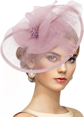 Feather Tea Party Fascinator - 2025 Derby Hat with Hairpin, 1920s 50s Hats for Women, 11.81 “x9.84”