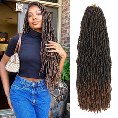 7 Pcs Faux Locs Crochet Hair 16 Inch Soft Locs Crochet Hair Goddess Locs Hair Extensions 1B#