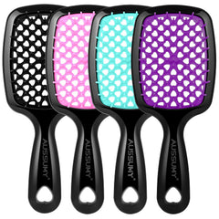 2 Pack Vented Detangling Hair Brush - Round Detangler Hairbrush with Soft Bristles for Effortless Tangle Free -Ideal for Natural Curly Straight Wet Dry Damaged Hair for Women Men Kids Magenta