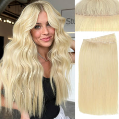 WIGER Invisible Edge Genius Butterfly Hair Extensions Real Human Hair Double Weft Hand-Tied Remy Human Hair Extensions With Dark Roots Injected Highlighted Blonde Micro Bead PU Skin Weft for Women