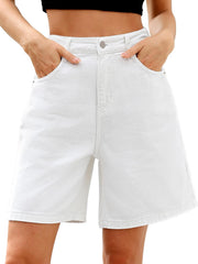 ELLEVEN Bermuda Jorts Baggy Jean Shorts - Casual Loose Fit Wide Leg Knee Length Denim Shorts with Elastic Waist
