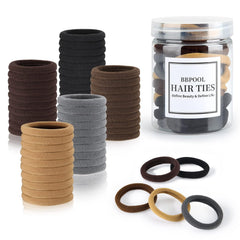 50PCS Black Cotton Seamless Hair Ties for Women and Girls - Soft, Stretchy Ponytail Holders, No Damage Elastics for Thick, Heavy & Curly Hair