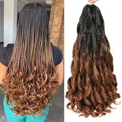 French Curly Braiding Hair 24 Inch 8 Packs - Pre Stretched Bouncy Braiding Hair- Loose Wavy Synthetic Hair Extensions for Black Women (24 inch 8 packs, 1B)