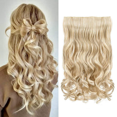 REECHO 20" 1-Pack 3/4 Full Head Curly Wave Clips in on Synthetic Hair Extensions HE008 Hairpieces for Women 5 Clips 4.5 Oz per Piece - Black brown