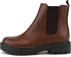 Soda Pilot ~ Women Lug Sole Low Heel Chelsea Fashion Ankle Bootie w/Double Elastic Gore
