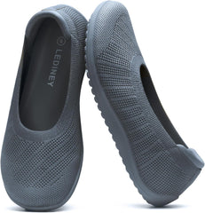 Wide Ballet Flats Shoes for Women, Width Foldable Round Toe Knit Women's Flats with Arch Support, Comfortable Shoes for Women Dressy Casual Work Office