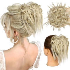 HMD Tousled Updo Messy Bun Hair Piece Hair Extension Ponytail With Elastic Rubber Band Updo Extensions Hairpiece Synthetic Hair Extensions Scrunchies Ponytail Hairpieces for Women