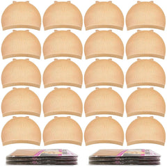 MORGLES 20 Pcs Wig Cap Beige, Stretchy Nylon Wig Caps for Women