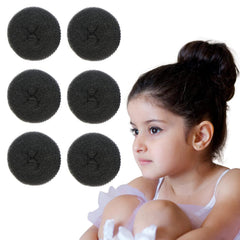 Styla Hair Small Donut Bun Maker for Kids Hair Buns - Easy Ballet and Sock Buns (6pc Brown 2 Inch Size)