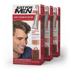 Just For Men Easy Comb-In Color Mens Hair Dye, Easy No Mix Application with Comb Applicator - Medium Brown, A-35, Pack of 1