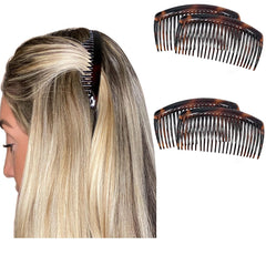 Camila Paris AD66/2 French Side Comb Large Curved Tortoiseshell Hair Combs for Women Fine Hair, 4 Inch Strong Hold Comb for Women Bun Chignon Up-Do Styling Girls Hairstyle Accessories, Made in France