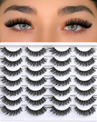 Lashes False Eyelashes Natural Wispy Fake Lash Strips 50D Strip Lash Clusters Cat Eye Volume Mink Eyelash Pack Fluffy Eye Lashes Natural Look Short Cateye Full Pestañas Sets by FenBair