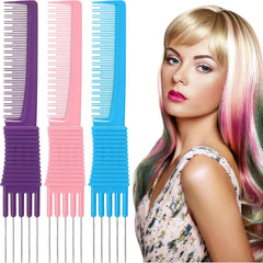 Leinuosen 3 Pack Carbon Lift Teasing Combs with Metal Prong, Hair Pick Comb for Women Hair Styling(Black)