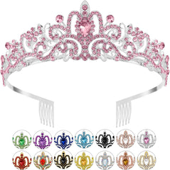 Gold Crown, Crystal Tiaras Rhinestone Headbands for Women Happy Birthday Princess Crown with Combs Elegant Headdress Decorations for Christmas Bridal Wedding Prom Party Costumes Gifts