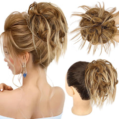 HMD Tousled Updo Messy Bun Hair Piece Hair Extension Ponytail With Elastic Rubber Band Updo Extensions Hairpiece Synthetic Hair Extensions Scrunchies Ponytail Hairpieces for Women