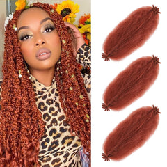 Springy Afro Twist Hair 8 Packs Marley Twist Braiding Hair 16 Inch Pre-Fluffed Spring Twist Hair For Soft Locs Afro Twist Hair For Women(1B#)
