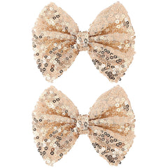 CN 5 Inch Gold Glitter Hair Bows for Girls Alligator Clips Sparkly Sequin Hair Accessories for Kids Toddler Women on Birthday Wedding Christmas and Party