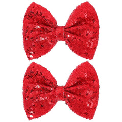 CN 5 Inch Gold Glitter Hair Bows for Girls Alligator Clips Sparkly Sequin Hair Accessories for Kids Toddler Women on Birthday Wedding Christmas and Party
