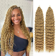 Ocean Wave Crochet Hair 24 Inch 2 Packs Deep Wave Curly Braiding Hair Extensions Synthetic Curly Crochet Hair For Black Women(24inch, 2pack, purple)