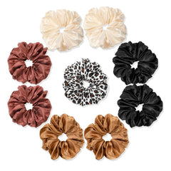 Scrunchies Hair Ties Silk Satin Scrunchy - Hair Elastics Bands Ponytail Holder Pack of Neutral Scrubchy Hair Accessories Women Girls