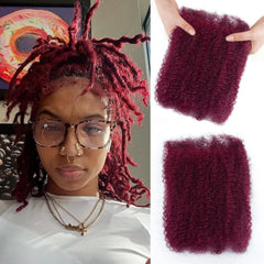 Afro Kinkys Bulk Human Hair 2 Bundles 16 Inch Black Afro Kinky-Curly Human Hair Bundles for Dreadlock Extensions Locs Repair 100% Human Hair 4C Curly for Mini Twist