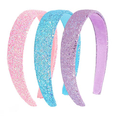 Girls Headbands, 3PCS Headbands for Girls Women Glitter Pink Rainbow Purple White Headband Sparkly Sequin Headband Hair Accessories