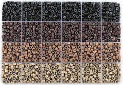 Funtopia Silicone Beads for Hair Extensions, 1920pcs 4 Colors 5mm Hair Extension Beads, Silicone Lined Micro Rings Links, Hair Tinsel Bead for Hair Styling (Black-Dark Brown-Light Brown-Blonde)