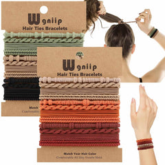 20 Boho Hair Ties in 5 Styles, 10 Colors - Cute Bracelets for Thin and Thick Hair, No Damage Elastics