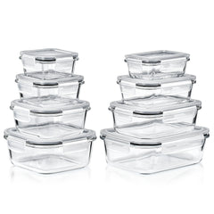 Sorbus Glass Food Storage Containers with Lids (16 Pcs)