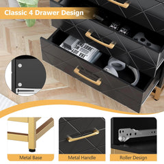 Chest of 4 Drawers Dresser with Metal Handle