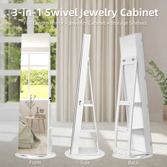 360 Lockable Jewelry Armoire with Full Length Mirror