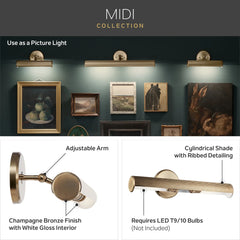 Midi 12.25 in. 1-Light LED Picture Light with Adjustable Arm