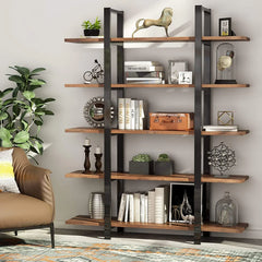 5-Tier Bookshelf, Vintage Industrial Style Bookcase
