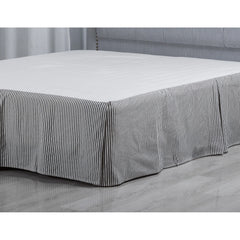 WHOLINENS Cotton Tailored Bed Skirt Box Pleat Striped