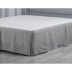 WHOLINENS Cotton Tailored Bed Skirt Box Pleat Striped