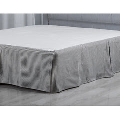 WHOLINENS Cotton Tailored Bed Skirt Box Pleat Striped
