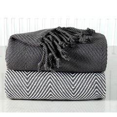 Hand-Woven Cotton Throw Blanket - All-Season Set of 2 (60x50 inches)