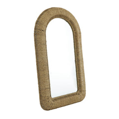Rattan Woven Room Wall Mirror with Arched Top - Brown - Roche River Decor