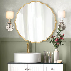 Aluminum Alloy Framed Wavy Round Wall Mirror