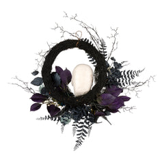 National Tree Company 24" Artificial Halloween Skull Half Wreath - 2 ft