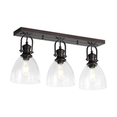 Industrial 3-Light Versatile Glass Island Semi Flush Mount Wall Light