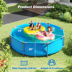 Costway 1158 Gal Outdoor Family Swimming Pool with Metal Frame - See Details